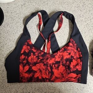 Floral Red and Black Women's Sports Bra